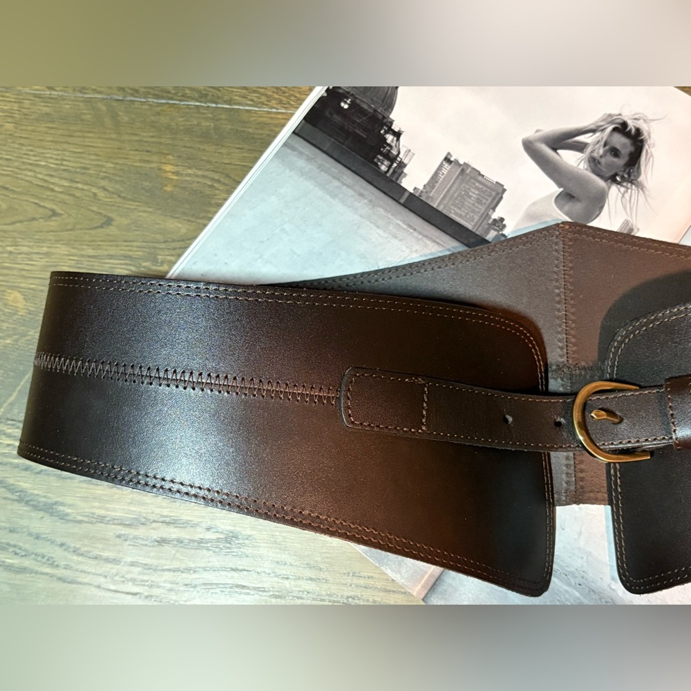 Banana Republic Womens Dark Brown Wide Leather Waist Belt XXL - Picture 5 of 16